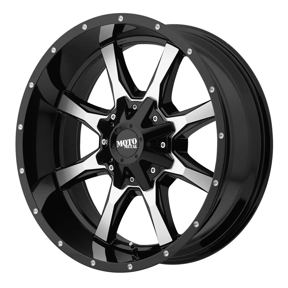 MO970 17x8 5x127.00/5x139.70 GLOSS BLACK W/ MACHINED FACE (0 mm)