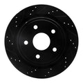R1 02-24 Chrysler ASPEN Rear Left Drilled & Slotted Black Brake Rotor