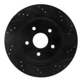R1 02-24 Chrysler ASPEN Rear Left Drilled & Slotted Black Brake Rotor