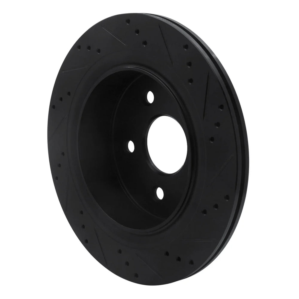 R1 02-24 Chrysler ASPEN Rear Left Drilled & Slotted Black Brake Rotor