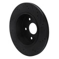 R1 02-24 Chrysler ASPEN Rear Left Drilled & Slotted Black Brake Rotor