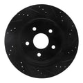 R1 02-24 Chrysler ASPEN Rear Left Drilled & Slotted Black Brake Rotor
