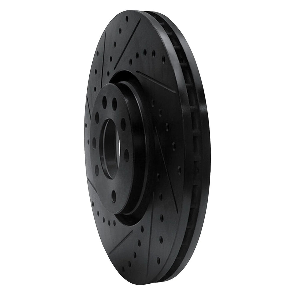 R1 03-11 Cadillac BLS (Mexico) Front Right Drilled & Slotted Black Brake Rotor