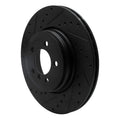 R1 02-05 BMW 760LI Rear Left Drilled & Slotted Black Brake Rotor