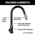 Flow Max Bullet PullDown Kitchen Faucet Black Matte / Satin Bronze