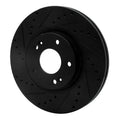 R1 10-13 Hyundai Santa Fe Front Left Drilled & Slotted Black Brake Rotor
