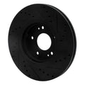 R1 10-13 Hyundai Santa Fe Front Left Drilled & Slotted Black Brake Rotor