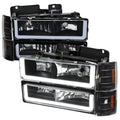 LED BAR HEADLIGHT BUMPER AND CORNER LIGHT COMBO WITH MATTE BLACK HOUSING CLEAR LENS