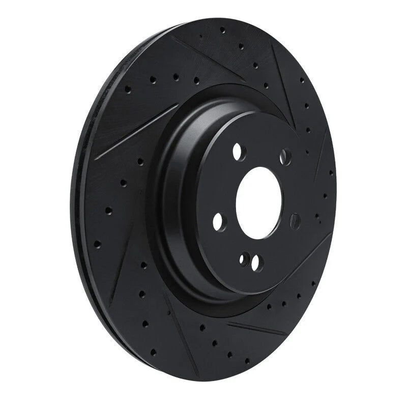 R1 20-26 Mercedes-Benz GLE53 AMG Rear Right Drilled & Slotted Black Brake Rotor