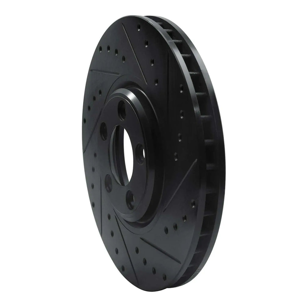 R1 03-05 Jaguar Vanden Plas Front Right Drilled & Slotted Black Brake Rotor