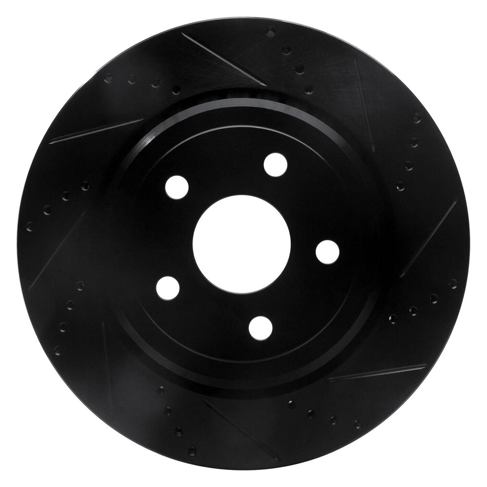 R1 12-25 Dodge Durango Rear Right Drilled & Slotted Black Brake Rotor