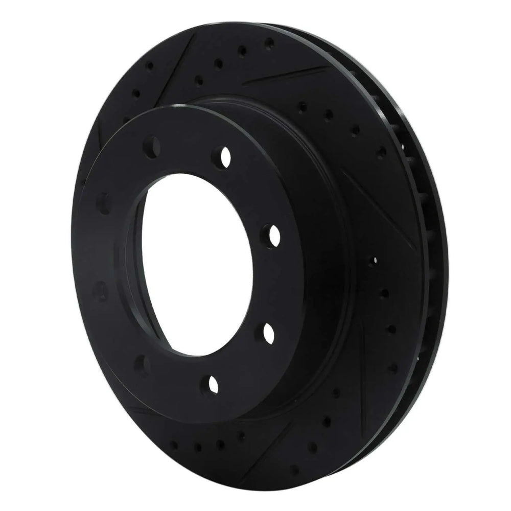 R1 73-93 Dodge B350 Front Left Drilled & Slotted Black Brake Rotor