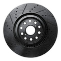 R1 07-23 Lexus LS460 Front Right Drilled & Slotted Black Brake Rotor