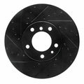 R1 91-01 BMW 740I Front Left Drilled & Slotted Black Brake Rotor