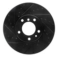R1 91-01 BMW 740I Front Left Drilled & Slotted Black Brake Rotor