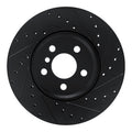 R1 18-25 BMW 330I Front Right Drilled & Slotted Black Brake Rotor