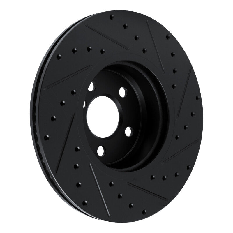 R1 18-25 BMW 330I Front Right Drilled & Slotted Black Brake Rotor