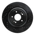 R1 17-19 Genesis G90 Rear Right Drilled & Slotted Black Brake Rotor