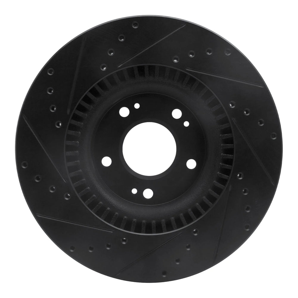 R1 09-11 Hyundai Genesis Sedan Front Right Drilled & Slotted Black Brake Rotor