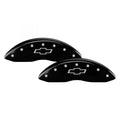 Front Set 2 Caliper Covers Engraved Front Bowtie Black Finish Silver Characters 1997-2002 Chevrolet C2500 MGP Caliper Covers