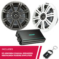 KM65 6.5-Inch (165mm) Marine Coaxial Speakers with 3/4-Inch (20mm) Tweeters 4-Ohm Charcoal and White Grilles