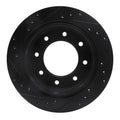 R1 00-11 Cadillac DTS Rear Right Drilled & Slotted Black Brake Rotor