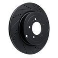 R1 08-15 Mitsubishi Lancer Rear Right Drilled & Slotted Black Brake Rotor