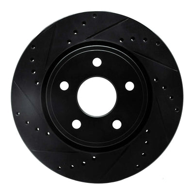 R1 05-10 Jeep Commander Front Left Drilled & Slotted Black Brake Rotor