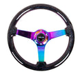 NRG Reinforced Steering Wheel (350mm / 3in Deep) Classic Blk Sparkle Wood Grain w/Blk 3-Spoke Center