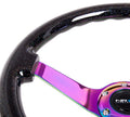 NRG Reinforced Steering Wheel (350mm / 3in Deep) Classic Blk Sparkle Wood Grain w/Blk 3-Spoke Center