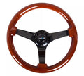 NRG Reinforced Steering Wheel Classic Wood Grain (350mm / 3in. Deep) Matte Black Solid 3-Spoke