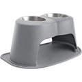 WeatherTech Pet Feeding System Double High 96oz 14in. Stainless Bowl - Dark Grey