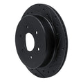 R1 17-24 Nissan Titan Rear Right Drilled & Slotted Black Brake Rotor