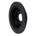 R1 17-24 Nissan Titan Rear Right Drilled & Slotted Black Brake Rotor