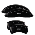 SET OF 4 CALIPER COVERS ENGRAVED FRONT/REAR MGP SILVER CHARACTERS BLACK POWDER
