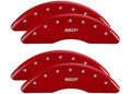 SET OF 4 CALIPER COVERS ENGRAVED FRONT/REAR MGP SILVER CHARACTERS RED POWDER C