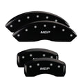 SET OF 4 CALIPER COVERS ENGRAVED FRONT/REAR MGP SILVER CHARACTERS BLACK POWDER