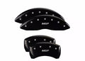 SET OF 4 CALIPER COVERS ENGRAVED FRONT/REAR MGP SILVER CHARACTERS BLACK POWDER