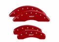 SET OF 4 CALIPER COVERS ENGRAVED FRONT/REAR MGP SILVER CHARACTERS RED POWDER C