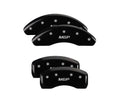 SET OF 4 CALIPER COVERS ENGRAVED FRONT/REAR MGP SILVER CHARACTERS BLACK POWDER
