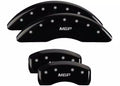 SET OF 4 CALIPER COVERS ENGRAVED FRONT/REAR MGP SILVER CHARACTERS BLACK POWDER