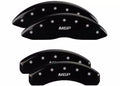 SET OF 4 CALIPER COVERS ENGRAVED FRONT/REAR MGP SILVER CHARACTERS BLACK POWDER