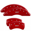 Set Of 4 Caliper Covers Engraved Front And Rear MGP Red Finish Silver Characters 2016-2017 Cadillac CT6 MGP Caliper Covers