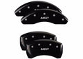SET OF 4 CALIPER COVERS ENGRAVED FRONT/REAR MGP SILVER CHARACTERS BLACK POWDER