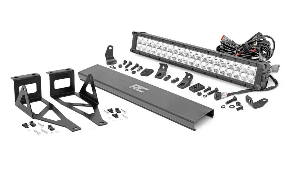 1x 70920DA 1x 70687 LED Light Bumper Mount 20 Chrome Dual Row Amber DRL Ford Super Duty (05-07)