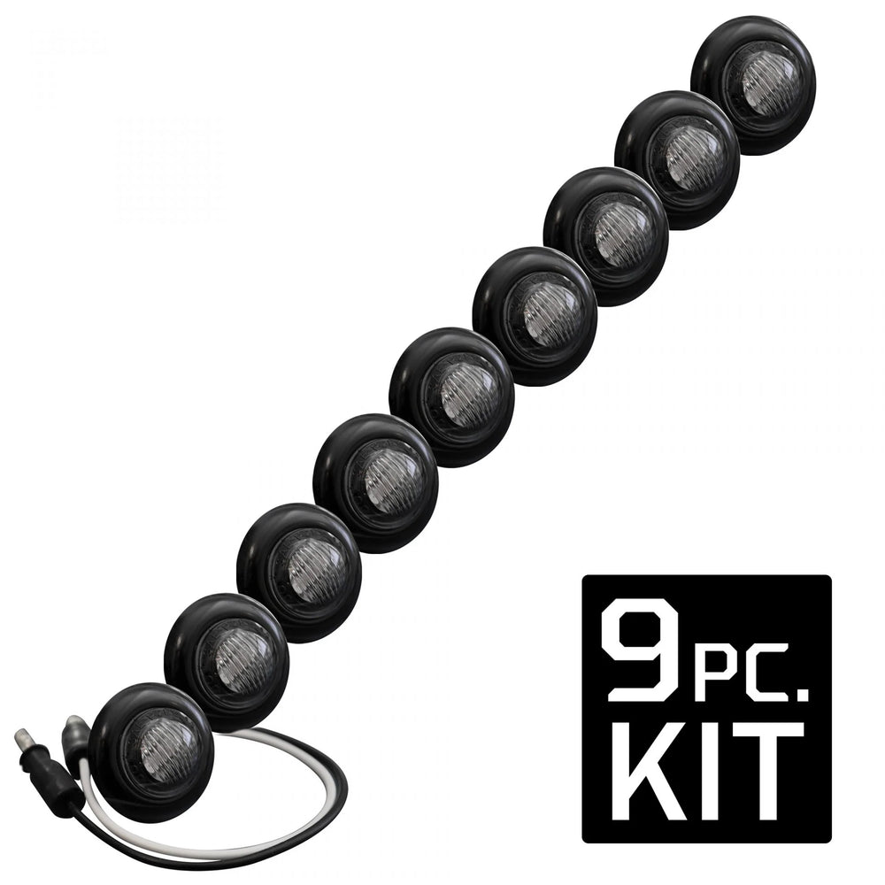 ~(1 lbs. 16X10X2)~ Universal Amber LED Front Lower Air Dam Light Kit with Smoked Lens and Black Bezel - 9pc Sequentially Connected LED Ligh