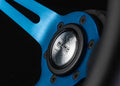MOMO MOD.08 330 Diam 88 Dish Blk Leather Blue Spokes 1 Stripe
