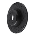 R1 10-14 BMW X6 Rear Right Drilled & Slotted Black Brake Rotor