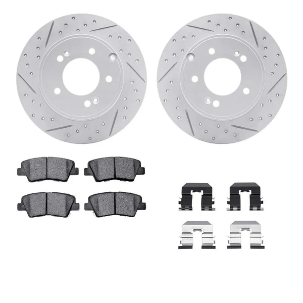 DFC 08-11 Hyundai Sonata Rear Drilled & Slotted Geoperformance Rotors 5000 Advanced Pads w/Hardware
