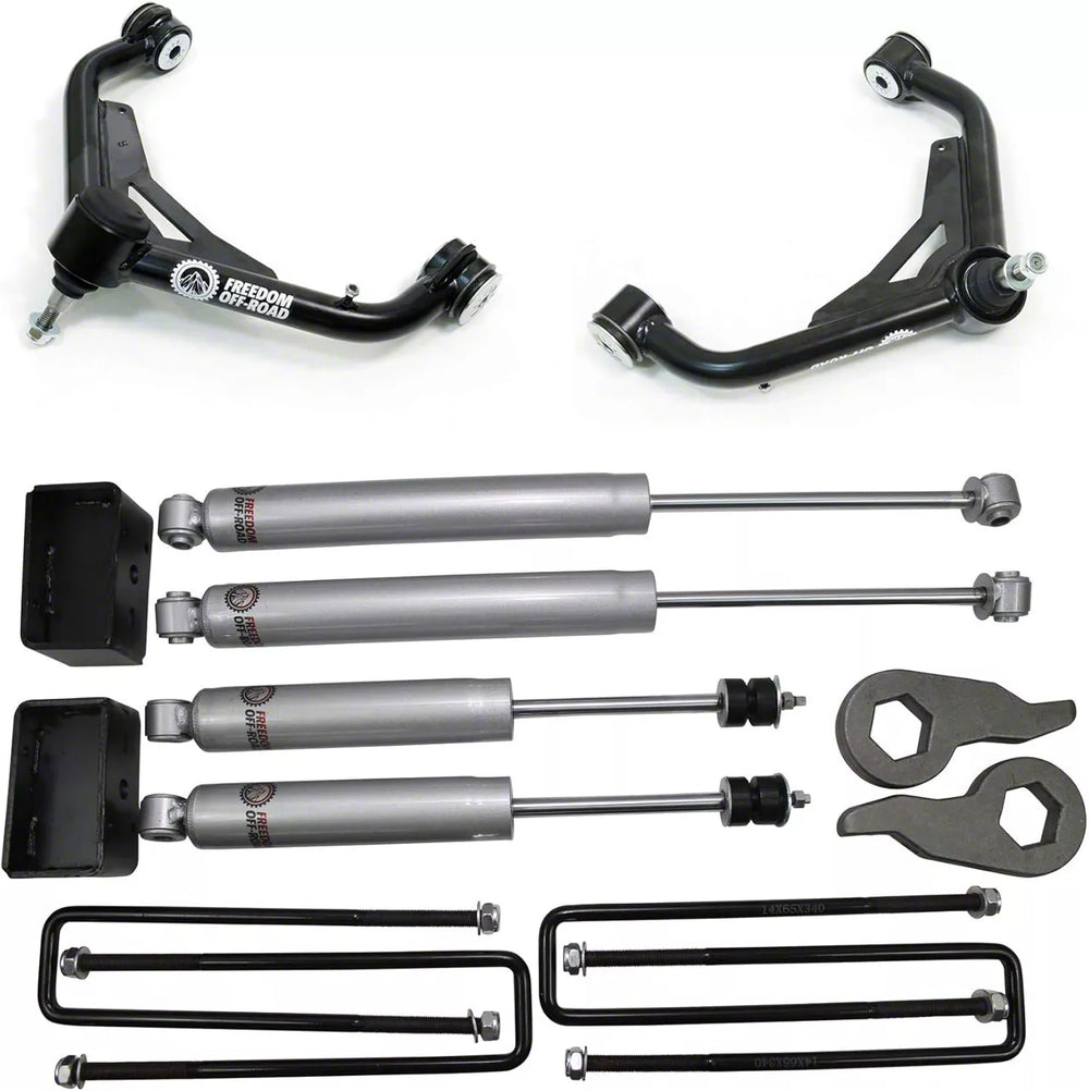 1-3 Inch Leveling Kit w Shocks 01-06 Silverado Sierra 1500 HD 01-10 Silverado 2500 HD 3500 HD Freedom Off-Road